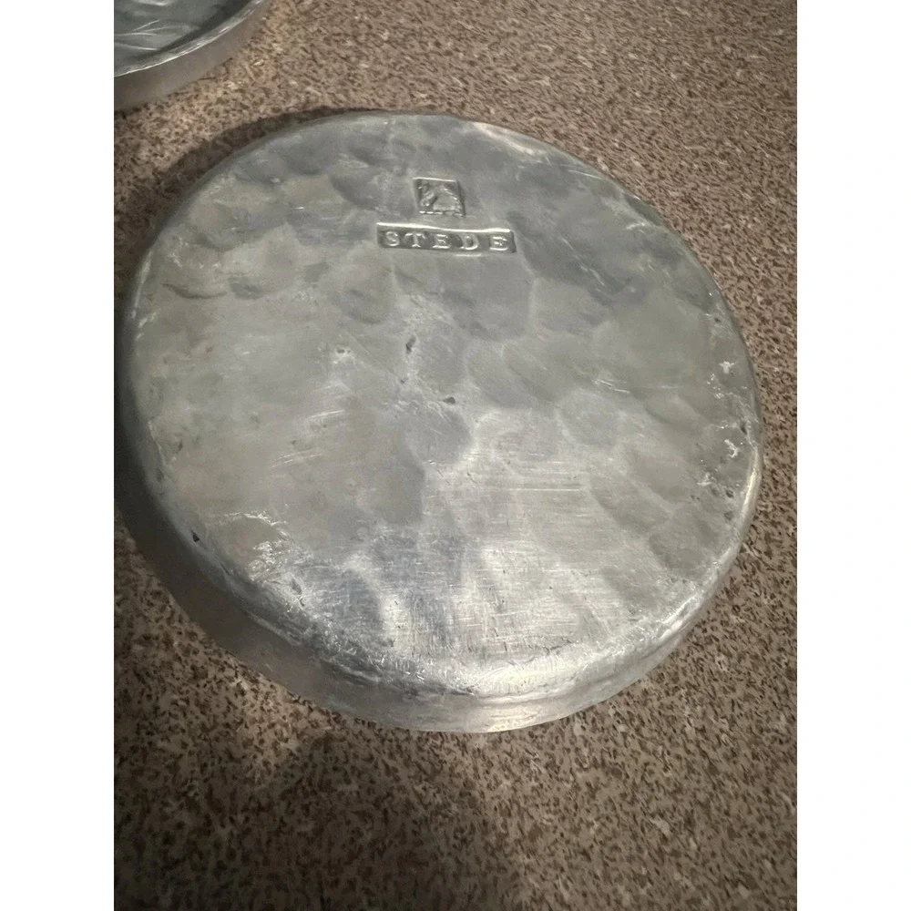 STEDE Vintage Aluminum Embossed Coasters Dogwood Flower And Leaves Set Of 3